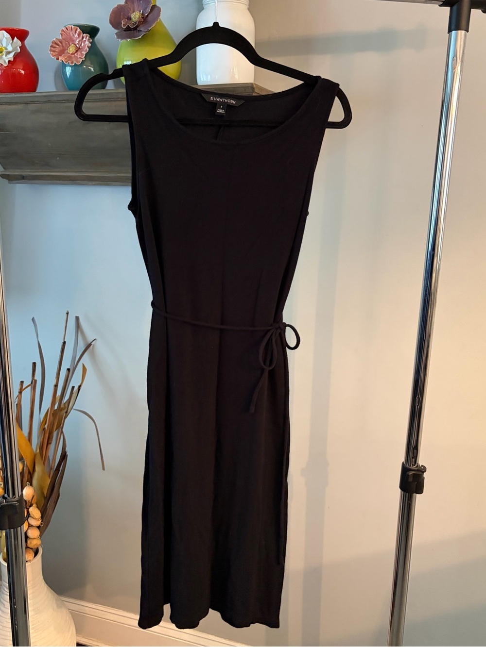 41 Hawthorn Black Sleeveless Tie-Waist Midi Dress women’s size small